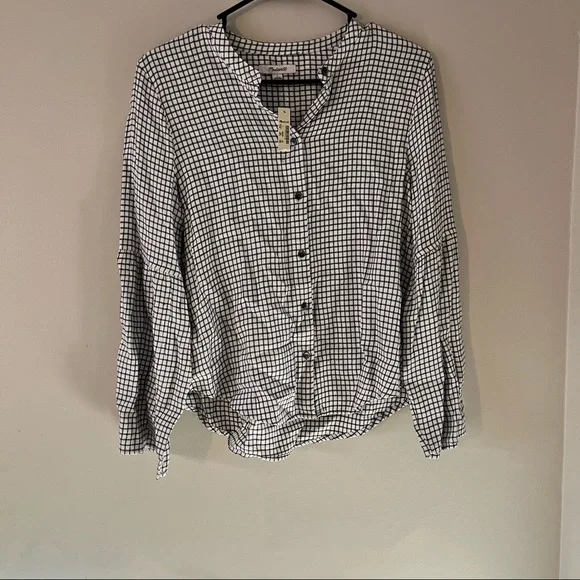 Madewell Bell-Sleeve Button-Down Shirt - Windowpane - Small - NWT - Picture 3 of 12